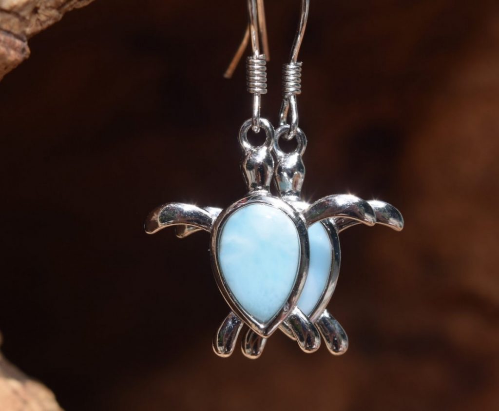 Larimar Turtle Earrings