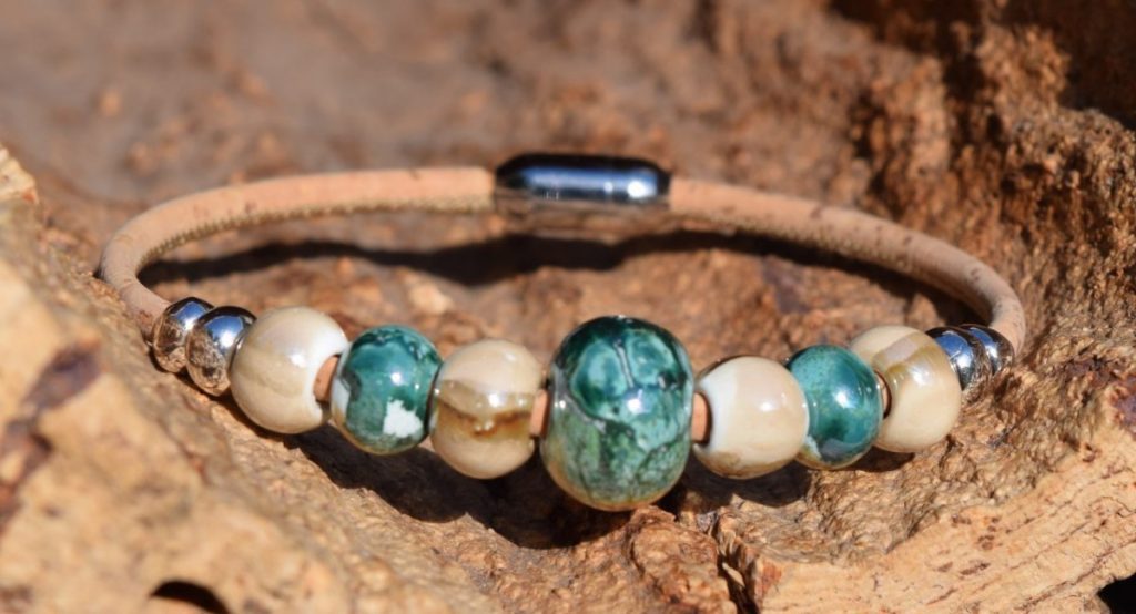 Oasis Green and Beige Beaded Bracelet