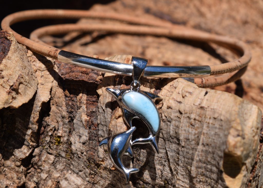 Sterling Silver Larimar Dolphin Necklace